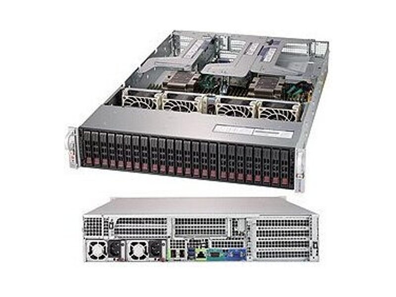 SYS-2029U-TRTP  Supermicro SuperServer 2U 2029U-TRTP, Dual Skt, on board C621, 24x DIMM, SAS3 support via Broadcom 3216, 24 Hot-swap 2.5'', 2 PCIE 3.0 x8, 1 PCIE 3.0 x16, 7 PCIE 3.0 x8, 2 10G SFP+ Ethernet ports, 2xR1000W