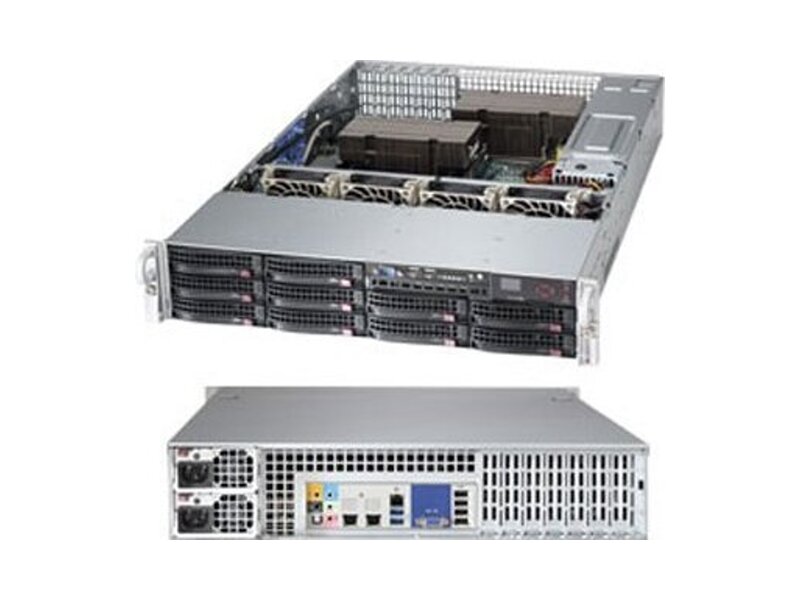 SYS-6027AX-72RF  Supermicro SuperServer 2U 6027AX-72RF, Dual Skt Xeon E5-2600, 16x DIMM, on board C602, SATA2 RAID 0,1,5,10, SATA3 RAID 0,1, SAS2 RAID 0,1,5,6,10,50,60, 10x 3.5'' Hot-swap SAS/ SATA, IPMI, R1280W, 