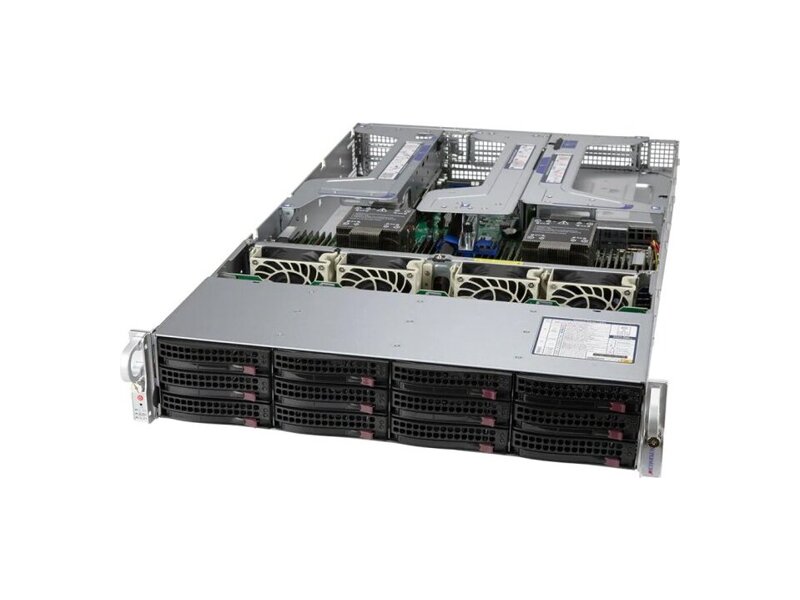 SYS-620U-TNR  SuperMicro SuperServer 2U SYS-620U-TNR 2xLGA4189 (up to 270W), iC621A (X12DPU), 32xDDR4, up to 12x3.5 SAS/ SATA, 12x3.5 NVME Gen4 (optional), 1x PCIE 4.0x16 (75W), 4x PCIE 4.0x8 (25W), 1x PCIE 4.0x8 internal LP, OOB, 2x 1200W