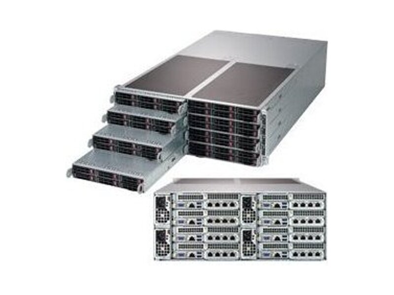 SYS-F619P2-RC1  Supermicro SuperServer 4U F619P2-RC1, Dual Socket P (LGA 3647), 12 DIMMs, 1 PCI-E 3.0 x16 (LP) 1 PCI-E 3.0 x16 (for SIOM ); 6 Hot-swap 2.5'' SAS3/ SATA3 or 2 Hot-swap 2.5'' SAS3/ SATA3 + 4 optional NVMe U.2; 2200W RPSU