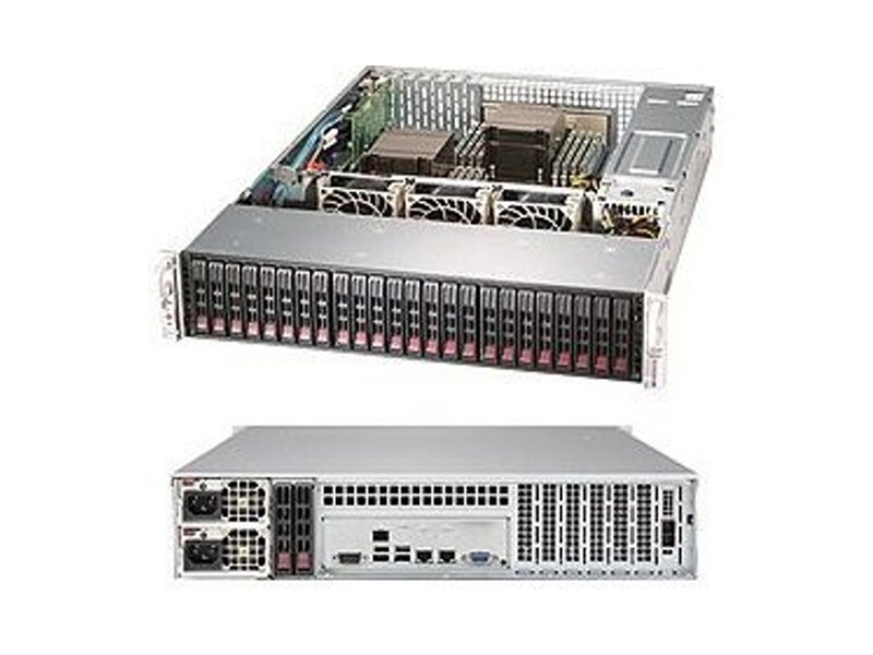 SSG-2029P-ACR24H  Supermicro SuperStorage Server 2U 2029P-ACR24H Dual Skt Xeon Scalable/ 16x DIMM/ on board C622 SAS3(3108) RAID 0, 1, 5, 6, 10, 50, 60, SATA3 RAID 0, 1, 5, 10/ 24x 2.5'' Hot-swap SAS3/ SATA3/ 2x 10GBase-T LAN/ 3 PCI-E 3.0 x16, 4 PCI-E 3.0 x8/ R1200W