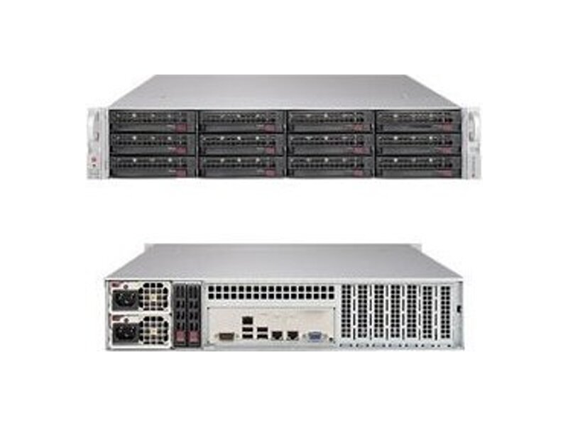 SSG-6029P-E1CR12T  Supermicro SuperStorage Server 2U 6029P-E1CR12T no CPU(2) Scalable/ TDP 70-205W/ no DIMM(16)/ on board C624 SAS3(3108) RAID 0/ 1/ 5/ 6/ 10/ 50/ 60, SATA3 RAID 0/ 1/ 5/ 10/ no HDD(12), opt.2 NVMe M.2/ 2x10GE/ 3xPCIEx16, 4xPCIEx8/ 2x1200W