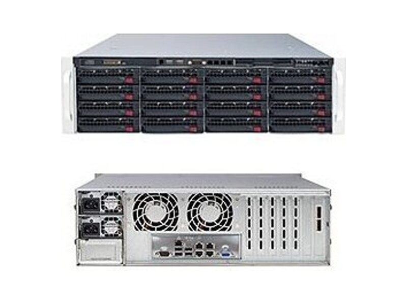 SSG-6038R-E1CR16N  Supermicro SuperStorage Server 3U 6038R-E1CR16N no CPU(2) E5-2600v3/ v4/ no DIMM(24)/ on board C612 SAS3(3108) RAID 0/ 1/ 5/ 6/ 10/ 50/ 60, SATA3 RAID 0/ 1/ 5/ 10/ no HDD(16), opt.2x2.5(rear)/ 4x10GE/ 2xPCIEx16, 3xPCIEx8, 1xPCIEx4, JBODExpPort/ 2x920W