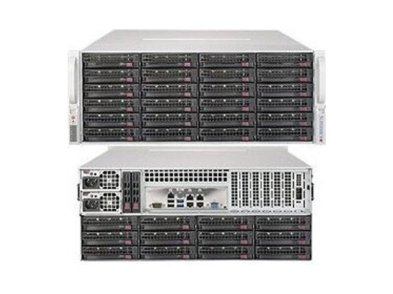 SSG-6048R-E1CR36H  Supermicro SuperStorage Server 4U 6048R-E1CR36H no CPU(2) E5-2600v3/ v4/ no DIMM(16)/ on board C612 SAS3(3108) RAID 0/ 1/ 5/ 6/ 10/ 50/ 60, SATA3 RAID 0/ 1/ 5/ 10/ no HDD(36), opt.2x2.5(rear)/ 2x10GE/ 1xPCIEx16, 6xPCIEx8, JBODExpPort/ 2x1280W