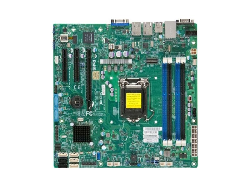 MBD-X10SLM-F-O  Supermicro Server motherboard MBD-X10SLM-F-O, Single Socket, Intel C224, 4xDDR3, 2 SATA 3G 4 SATA 6G, 1 PCIe3.0 x8 (in x16), 1 PCIe3.0 x8, and 1 PCIe2.0 x4 (in x8), 2xGE i217LM & i210AT, microATX, Retail