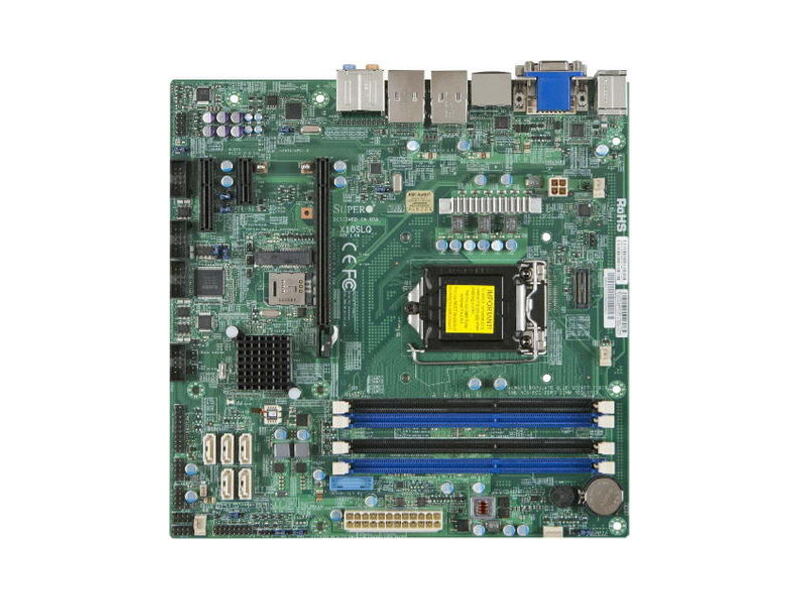 MBD-X10SLQ-O  Supermicro Server motherboard MBD-X10SLQ-O, Single socket, Intel Q87, 4xDDR3, 6xSATA3 6G, 1xPCIe3.0/ 2xPCIe2.0/ 1xMini-PCIe, 2xGE i217LM+i210AT, 7.1 HD Audi, microATX, Retail