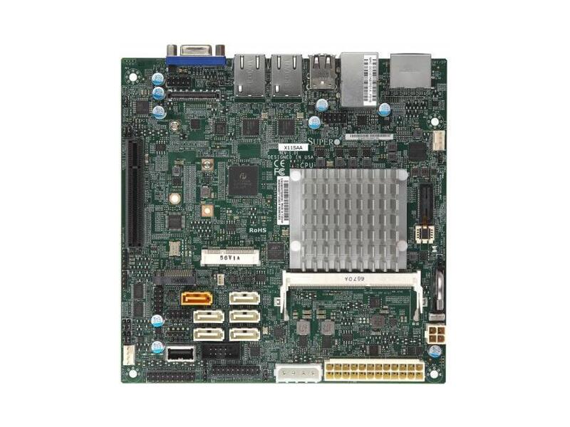 MBD-X11SAA-O  Supermicro Server motherboard MBD-X11SAA-O, Pentium N4200 Socket FCBGA1296, Up to 8GB 1866MHz DDR3L Non-ECC SO-DIMM in 1 socket, 4xSATA3.0, 1 PCIe2.0 x2 (in x8), 1 Mini-PCIe and 2 SATA 3.0, 2xGE i210-AT, mini-ITX, Retail