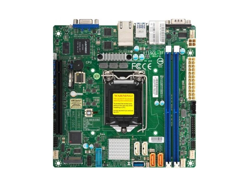 MBD-X11SCL-IF-O  Supermicro Server motherboard MBD-X11SCL-IF-O, Single socket H4 (LGA 1151), 2x 1GbE LAN with Intel i210 AT, 4 SATA3 (6Gbps); RAID 0, 1, 5, 10, Mini-ITX, Retail