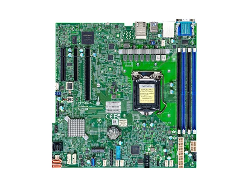 MBD-X12STH-F-B  SuperMicro Server Motherboard MBD-X12STH-F-B Intel® Xeon® E-2300 Processor, 10th Generation Intel® Pentium® Processor, Single Socket LGA-1200 (Socket H5) supported, CPU supports Up to 95W TDP, Intel® C256, Up to 128GB ECC UDIMM, DDR4-3200MHz, in 4 DIMM sl