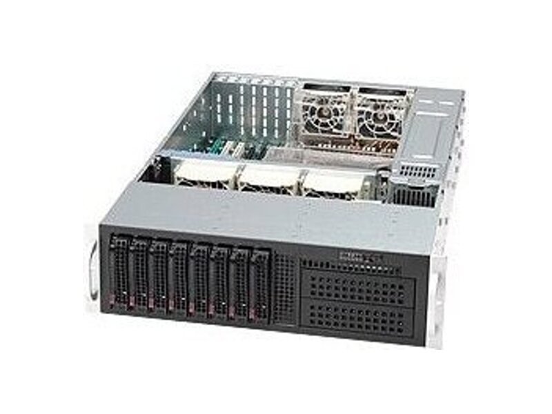 CSE-835TQC-R1K03B  Корпус серверный Supermicro CSE-835TQC-R1K03B 3U, 8x 3.5'' hot-swap SAS/ SATA, 7x Full-height, Full-length, 1000W