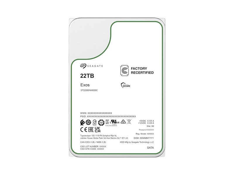 ST22000NM000C  HDD Seagate 22TB 3.5'' SATA 6G 7200 rpm 512MB Exos
