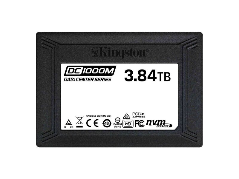 SEDC1000M/3840G  Kingston Server SSD 3840GB DC1000M U.2, 2.5'', PCIe NVMe Gen3 x4, 3D TLC (1 DWPD/ 5 лет)
