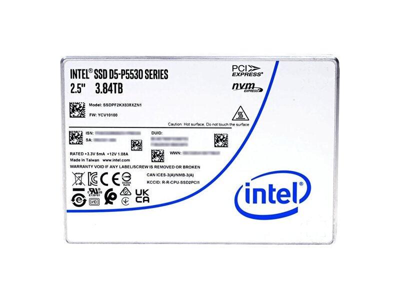 SSDPF2KX038XZN1  SSD Intel D5-P5530 Series (3.84TB, 2.5in PCIe 4.0 x4, TLC)