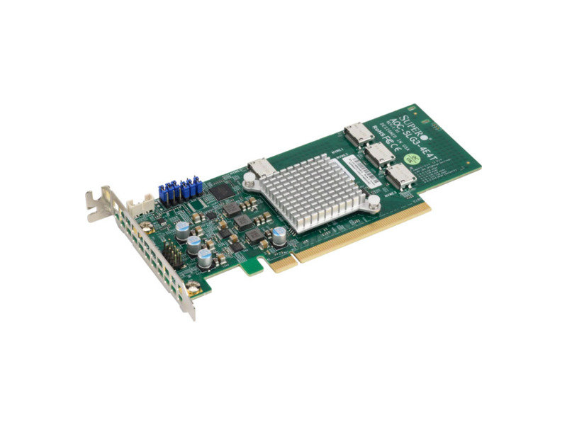 AOC-SLG3-4E4T-O  Supermicro AOC-SLG3-4E4T-O Quad port OCuLink retimer NVMe SSD add-on card for PCIe3 x16 slot