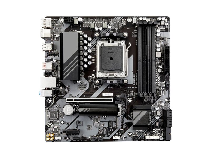 B650M K  Материнская плата GIGABYTE B650M K/ microATX/ AMD Ryzen 7000/ 8000/ 9000/ 4xDIMM DDR5 5200 MHz/ B650 AM5/ 4xSATA 6G/ 2xM.2 25110/ 22110/ 2580/ 2280/ PCI-E Gen3/ PCI-E Gen4 x4/ x8/ x16/ 11xUSB/ 2xUSB-C/ HDMI/ DP/ RJ45
