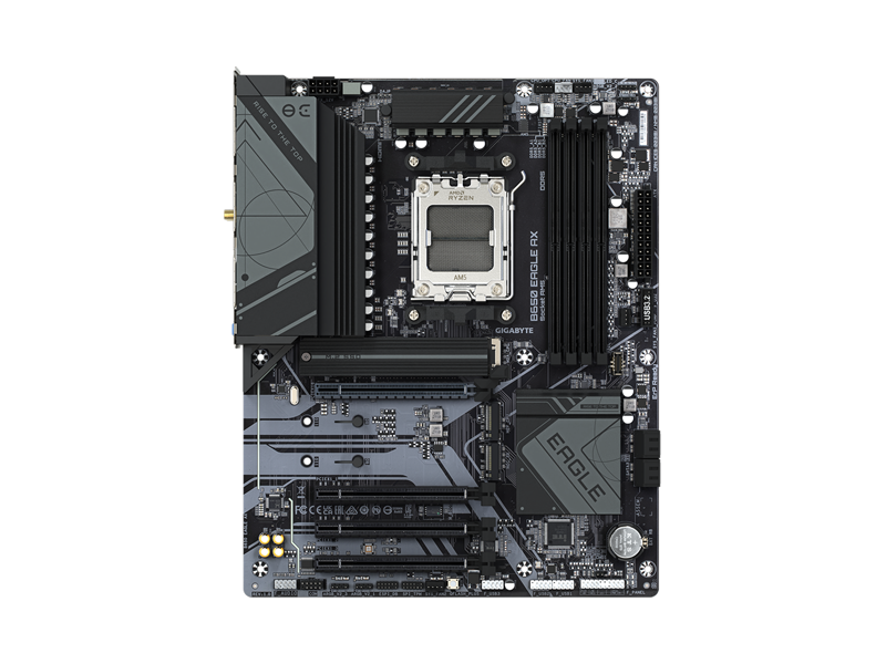 B650 EAGLE AX Материнская плата Gigabyte B650 EAGLE AX/ ATX/ AMD Ryzen 7000/ 8000/ 9000/ B650 AM5/ 4xDIMM DDR5 5200 MHz/ 4xSATA 6G/ 3xM.2 25110/ 22110/ 2580/ 2280/ 3xPCI-E Gen3 x16/ PCI-E Gen4 x16/ Wi-Fi/ BT/ 14xUSB/ HDMI/ RJ45