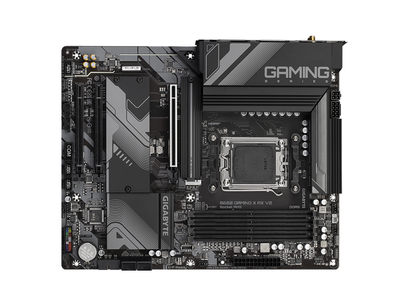B650 GAMING X AX V2  Материнская плата GIGABYTE B650 GAMING X AX V2/ ATX/ AMD Ryzen 7000/ 8000/ 9000/ B650 AM5/ 4xDIMM DDR5 5200 MHz/ 4xSATA 6G/ M.2 25110/ 22110/ 2580/ 2280 PCI-E Gen4 x2/ x4/ M.2 25110/ 22110/ 2580/ 2280 PCI-E Gen4/ 5 x2/ x4/ Wi-Fi/ BT/ 15xUSB/ HDMI/ DP/ RJ4