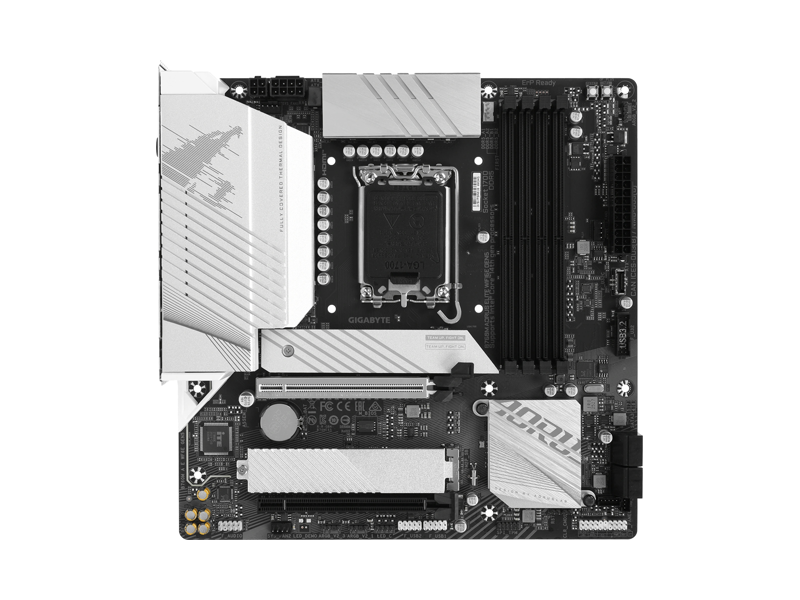 B760M A E WF6E GEN5  Материнская плата Gigabyte B760M AORUS ELITE WIFI6E GEN5/ microATX/ Intel Celeron/ Pentium Gold/ Core 12/ 13/ 14th Gen/ 4xDIMM DDR5 4800 MHz/ B760 LGA1700/ 4xSATA 6G/ M.2 22110/ 2280/ PCI-E Gen4 x4/ x16/ PCI-E Gen5 x16/ Wi-Fi/ BT/ 14xUSB/ 2xUSB-C/ HDMI/ D