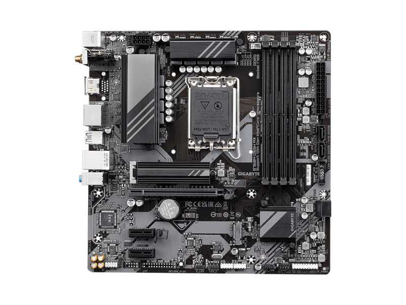 B760M DS3H AX Материнская плата GIGABYTE B760M DS3H AX/ microATX/ Intel Celeron/ Pentium 12/ 13/ 14th Gen/ B7602 LGA1700/ 4xDIMM DDR5 4800 MHz/ 4xSATA 6G/ 2xM.2/ PCI-E Gen3/ PCI-E Gen4 x16/ Wi-Fi/ BT/ 12xUSB/ HDMI/ DP/ RJ45