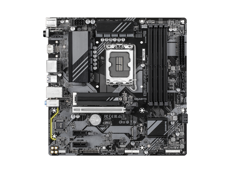 B760M DS3H WF6E GEN5  Материнская плата GIGABYTE B760M DS3H WF6E GEN5/ microATX/ Intel Pentium/ Celeron/ Core 12/ 13/ 14th Gen/ B760 LGA1700/ 4xDIMM DDR5 5600 MHz/ 4xSATA 6G/ 2xM.2 2280/ 2xPCI-E Gen3/ PCI-E Gen5 x16/ Wi-Fi/ BT/ 11xUSB/ USB-C/ HDMI/ 2xDP/ RJ45