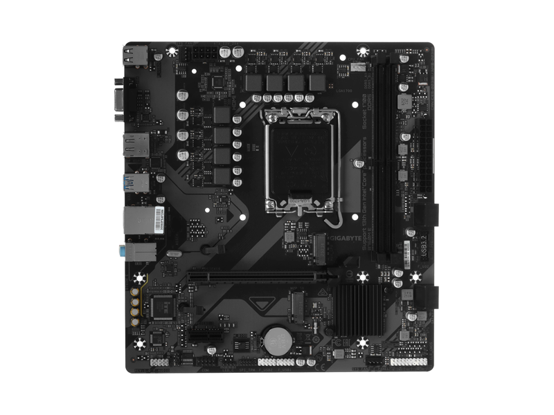 B760M E  Материнская плата GIGABYTEB760M B760M E/ microATX/ Intel Celeron/ Pentium Gold/ Core 12/ 13/ 14th Gen/ 2xDIMM DDR5 5600 MHz/ B760 LGA1700/ 4xSATA 6G/ 2xM.2 2280/ PCI-E Gen3/ PCI-E Gen4 x16/ 12xUSB/ HDMI/ DP/ VGA Port/ RJ45