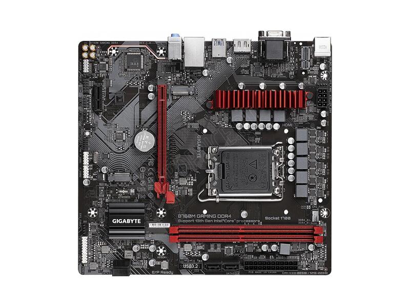 B760M GAMING DDR4  Материнская плата GIGABYTE B760M GAMING DDR4/ microATX/ Intel Celeron/ Pentium 12/ 13/ 14th Gen/ B760 LGA1700/ 2xDIMM DDR4 3200 MHz/ 4xSATA 6G/ 2xM.2/ PCI-E Gen3/ PCI-E Gen4 x16/ 12xUSB/ VGA Port/ HDMI/ DP