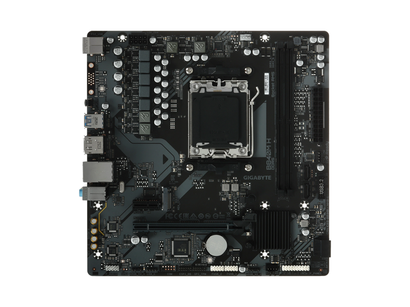 B840M H  Материнская плата GIGABYTE B840M H/ / microATX/ AMD Ryzren 7000/ 8000/ 9000/ 2xDIMM DDR5 5200 MHz/ B840 AM5/ 4xSATA 6G/ M.2 2280/ 2580/ PCI-E Gen3/ PCI-E Gen4 x4/ x8/ x16/ 12xUSB/ HDMI/ DP/ RJ45