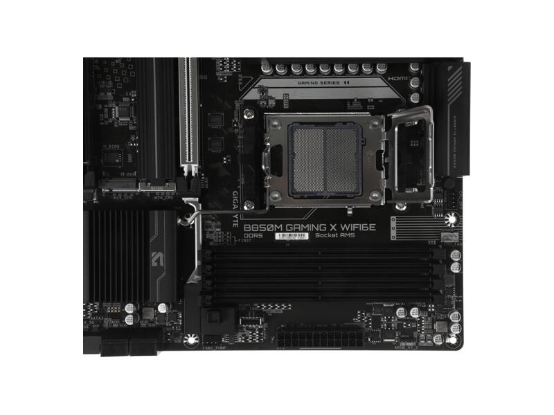 B850M GAMING X WF6E  Материнская плата GIGABYTE B850M GAMING X WIFI6E/ microATX/ AMD Ryzen 7000/ 8000/ 9000/ B850/ 4xDIMM DDR5/ 4xSATA 6G/ M.2/ 2xPCI-E x16/ Wi-Fi/ BT/ 15xUSB/ / HDMI/ 2xDP/ RJ45