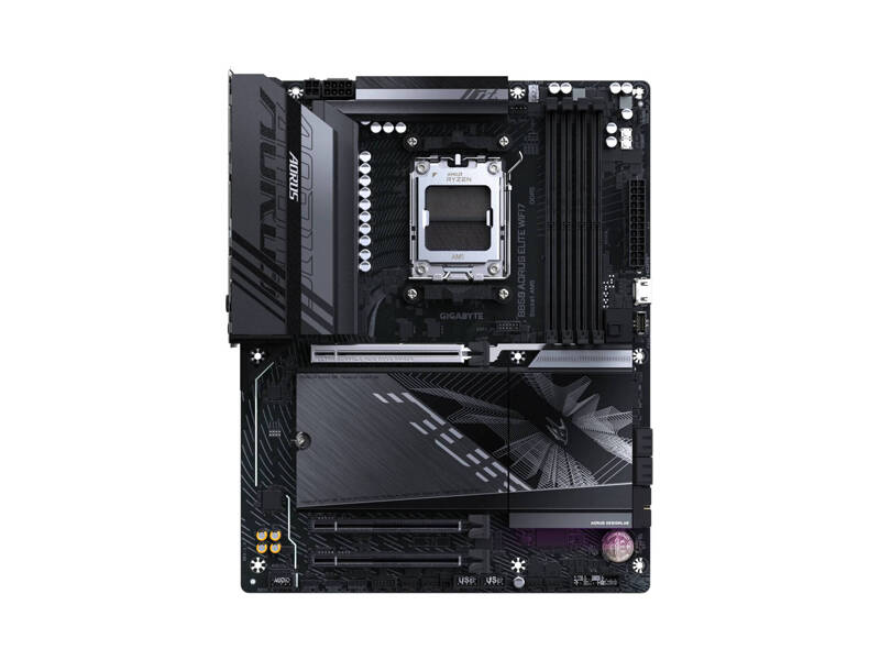 B850 A ELITE WF7  Материнская плата GIGABYTE B850 AORUS ELITE WIFI7/ ATX/ AMD Ryzen 7000/ 8000/ 9000/ 4xDIMM DDR5 5200 MHz/ B850 AM5/ 4xSATA 6G/ 3xM.2 25110/ 22110/ 2580/ 2280/ 2xPCI-E Gen3/ PCI-E Gen4 x4/ x8/ PCI-E Gen5 x16/ Wi-Fi/ BT/ 17xUSB/ USB-C/ HDMI/ DP/ RJ45