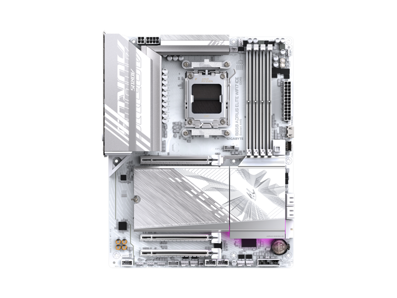 B850 A ELITE WF7 ICE  Материнская плата GIGABYTE B850 AORUS ELITE WIFI7 ICE/ ATX/ AMD Ryzen 7000/ 8000/ 9000/ 4xDIMM DDR5 5200 MHz/ B850 AM5/ 4xSATA 6G/ 3xM.2 25110/ 22110/ 2580/ 2280/ 2xPCI-E Gen3/ PCI-E Gen4 x4/ x8/ PCI-E Gen5 x16/ Wi-Fi/ BT/ 17xUSB/ 2xUSB-C/ HDMI/ DP/ RJ45