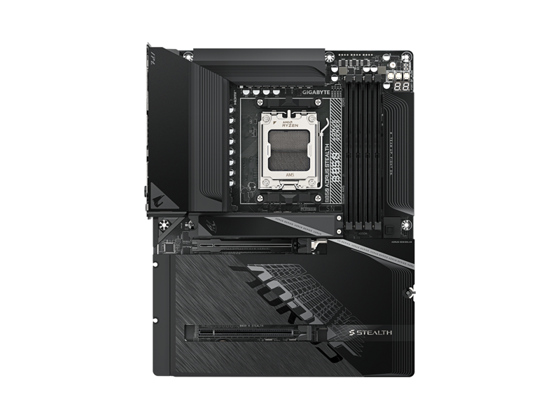 B850 A STEALTH  Материнская плата GIGABYTE B850 A STEALTH/ ATX/ AMD Ryzen 7000/ 8000/ 9000/ 4xDIMM DDR5 5200 MHz/ B850 AM5/ 2xSATA 6G/ 4xM.2 25110/ 22110/ 2580/ 2280/ PCI-E Gen4 x4/ PCI-E Gen4 x4/ x8/ PCI-E Gen5 x16/ Wi-Fi/ BT/ 16xUSB/ 2xUSB-C/ HDMI/ DP/ RJ45
