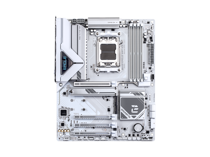 B850 EAGLE WF7 ICE Материнская плата B850 EAGLE WF7 ICE/ ATX/ AMD Ryzen 7000/ 8000/ 9000/ B850 AM5/ 4xDIMM DDR5 5200 MHz/ 4xSATA 6G/ 3xM.2 22110/ 2280/ 2xPCI-E Gen3 x16/ PCI-E Gen4 x4/ x16/ PCI-E Gen4 x4/ x8/ x16/ PCI-E Gen5 x16/ Wi-Fi/ BT/ 16xUSB/ HDMI/ DP/ RJ45