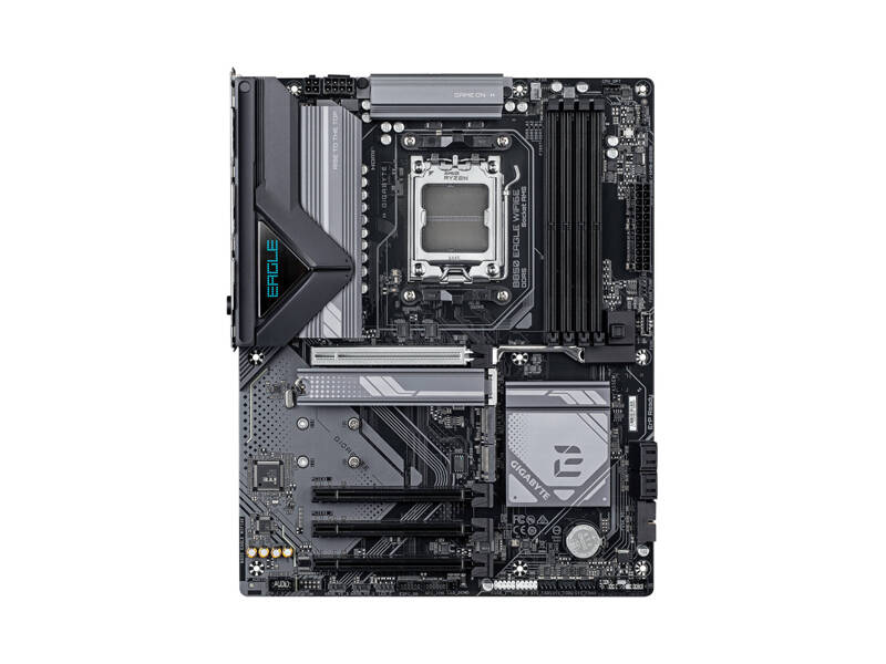 B850 EAGLE WIFI6E  Материнская плата GIGABYTE B850 EAGLE WIFI6E/ ATX/ AMD Ryzen 7000/ 8000/ 9000/ 4xDIMM DDR5 5200 MHz/ B850 AM5/ 4xSATA 6G/ 3xM.2 22110/ 2280/ 3xPCI-E Gen3 x16/ PCI-E Gen4 x4/ x8/ PCI-E Gen5 x16/ Wi-Fi/ BT/ 13xUSB/ 2xUSB-C/ HDMI/ DP/ RJ45