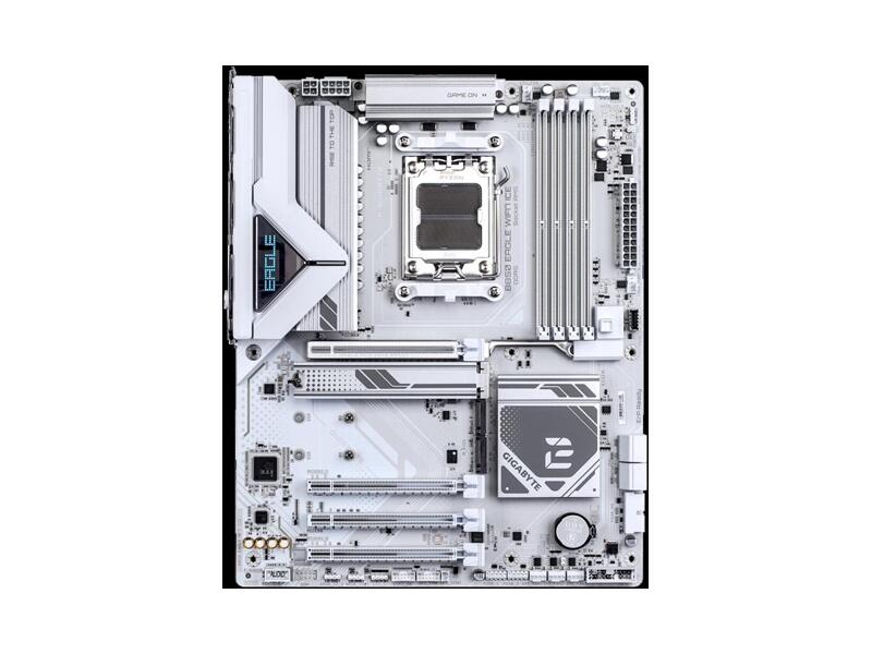 B850 EAGLE WIFI7 ICE  Материнская плата GIGABYTE B850 EAGLE WIFI7 ICE/ ATX/ AMD Ryzen 7000/ 8000/ 9000/ B850 AM5/ 4xDIMM DDR55200 MHz/ 4xSATA 6G/ 3xM.2 22110/ 2280/ 2xPCI-E Gen3 x16/ PCI-E Gen4 x4/ PCI-E Gen4 x4/ x8/ PCI-E Gen5 x16/ Wi-Fi/ BT/ 14xUSB/ 2xUSB-C/ HDMI/ DP/ RJ45