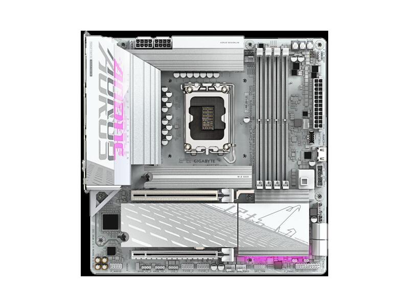 B860M AORUS ELITE WIFI6E ICE  Материнская плата GIGABYTE B860M AORUS ELITE WIFI6E ICE/ microATX/ Intel Ultra/ 4xDIMM DDR5 6400 MHz/ B860 LGA1851/ 4xSATA 6G/ 3xM.2 25110/ 22110/ 2580/ 2280/ PCI-E Gen4 x4/ x16/ PCI-E Gen5 x16/ 16xUSB/ 2xUSB-C/ Wi-Fi/ BT/ HDMI/ DP/ RJ45