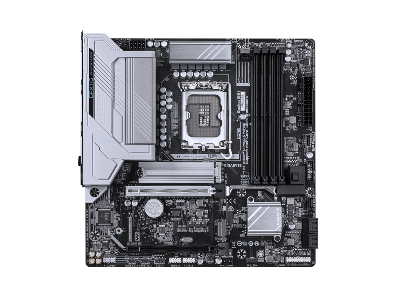 B860M GAMING X WIFI6E  Материнская плата Gigabyte B860M GAMING X WIFI6E/ microATX/ Intel Core Ultra/ B860 LGA1851/ 4xDIMM DDR5 6400 MHz/ 4xSATA 6G/ 2xM.2 25110/ 22110/ 2580/ 2280/ 2xPCI-E Gen4 x4/ PCI-E Gen5 x16/ Wi-Fi/ BT/ Thunderbolt/ 15xUSB/ HDMI/ DP/ RJ45