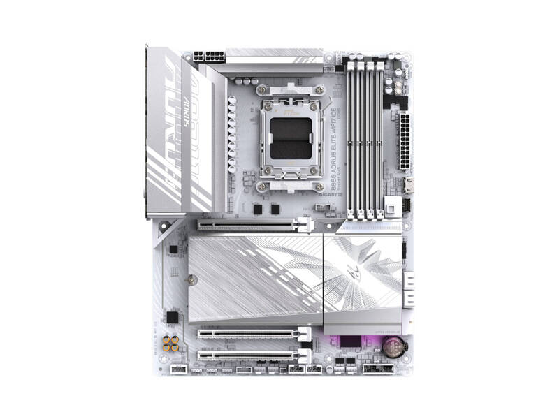 B860 A ELITE WF7 ICE Материнская плата Gigabyte B860 A ELITE WF7 ICE/ ATX/ Intel Core Ultra/ B860 LGA1851/ 4xDIMM DDR5 6400 MHz/ 4xSATA 6G/ 3xM.2 25110/ 22110/ 2580/ 2280/ 2xPCI-E Gen4/ PCI-E Gen5 x16/ Wi-Fi/ BT/ Thunderbolt/ 17xUSB/ HDMI/ RJ45