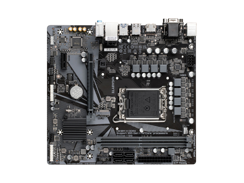 H610M H  Материнская плата GIGABYTE H610M H/ microATX/ Intel Celeron/ Pentium 12/ 13/ 14th Gen/ H610 LGA1700/ 2xDIMM DDR4/ H610 LGA1700/ 4xSATA 6G/ M.2 2260/ 2280/ PCI-E Gen4 x16/ 6xUSB/ HDMI/ VGA Port/ RJ45