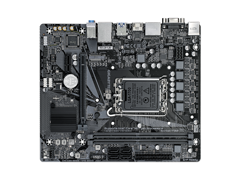 H610M S2H V3 DDR4 Материнская плата GIGABYTE H610M S2H V3 DDR4/ microATX/ Intel Celeron/ Pentium Gold 12/ 13/ 14th Gen/ H610 LGA1700/ 2xDIMM DDR4 3200 MHz/ 4xSATA 6G/ M.2/ PCI-E Gen3/ PCI-E Gen4 x16/ 12xUSB/ VGA Port/ HDMI/ 2xDP/ RJ45