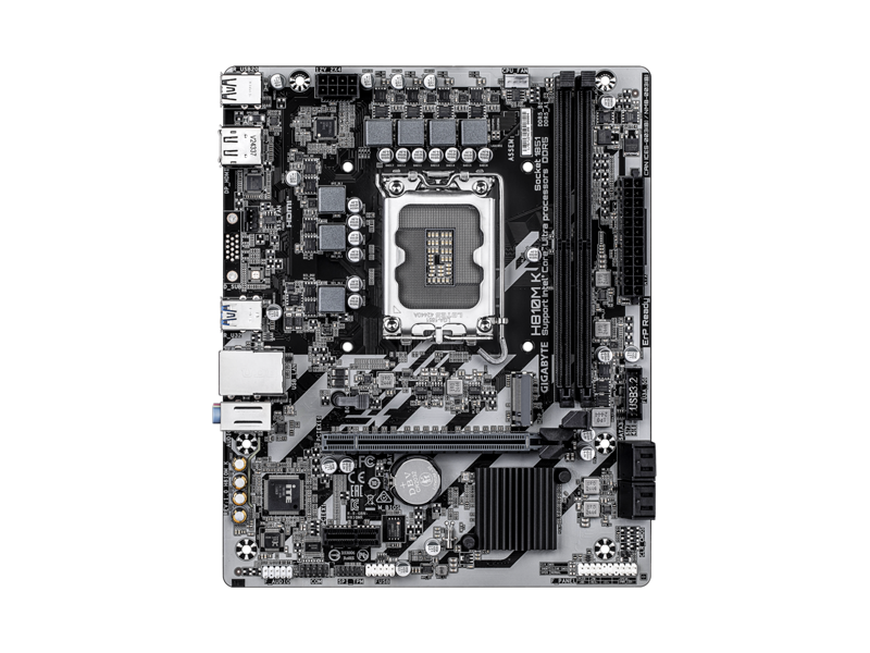 H810M K  Материнская плата GIGABYTE H810M K/ microATX/ Intel Ultra/ H810 LGA1851/ 2xDIMM DDR5 6400 MHz/ 4xSATA 6G/ M.2 2280/ PCI-E Gen3/ PCI-E Gen4 x16/ 10xUSB/ HDMI/ DP/ RJ45