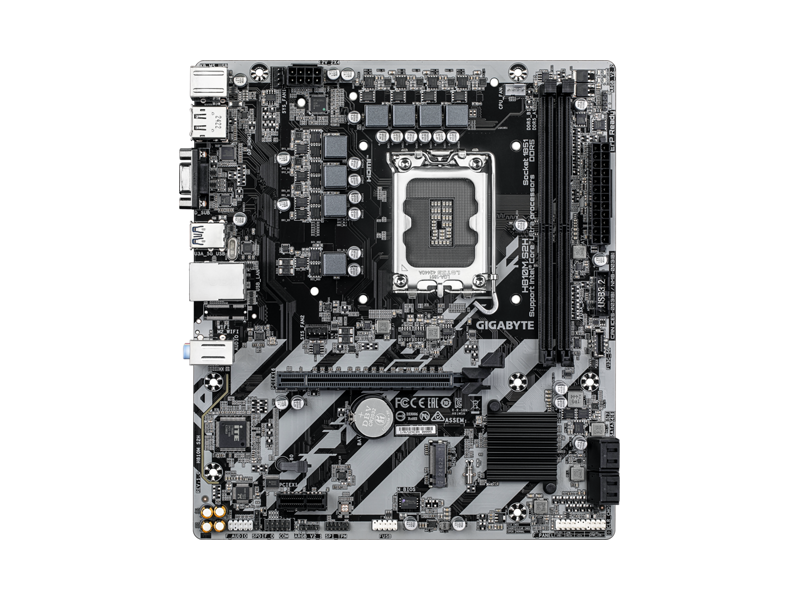 H810M S2H  Материнская плата Gigabyte H810M S2H/ microATX/ Intel Core Ultra/ H810 LGA1851/ 2xDIMM DDR5 6400 MHz/ 4xSATA 6G/ M.2 2280/ PCI-E Gen3/ PCI-E Gen4 x16/ 11xUSB/ HDMI/ DP/ RJ45