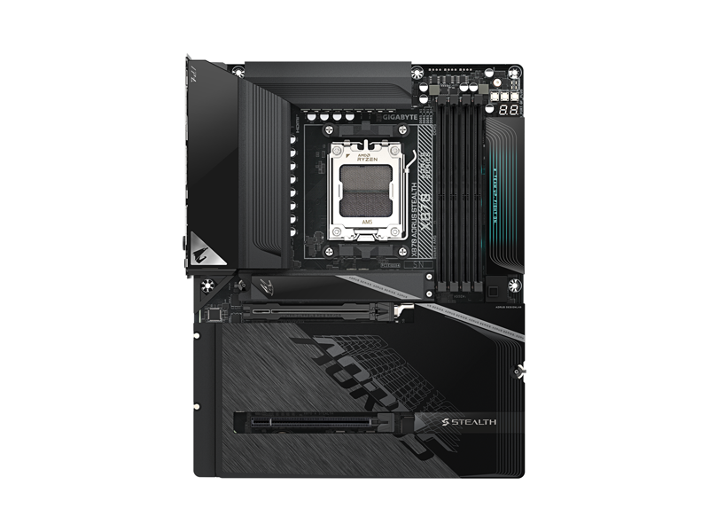 X870 AORUS STEALTH  Материнская плата GIGABYTE X870 AORUS STEALTH/ ATX/ AMD Ryzen 7000/ 8000/ 9000/ 4xDIMM DDR5 5200 MHz/ X870 AM5/ 2xSATA 6G/ 4xM.2 25110/ 22110/ 2580/ 2280/ PCI-E Gen4 x4/ PCI-E Gen4 x4/ x8/ PCI-E Gen5 x16/ Wi-Fi/ BT/ 16xUSB/ 4xUSB-C/ HDMI/ DP/ RJ45