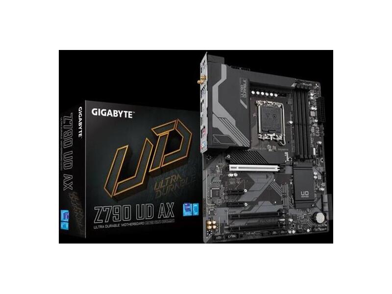 Z790 UD AX 1.2  Материнская плата GIGABYTE Z790 UD AX 1.2/ ATX/ Celeron/ Pentium Gold/ Intel Core 12/ 13/ 14th Gen/ 4xDIMM DDR5 4800 MHz/ Z790 LGA1700/ 6xSATA 6G/ 3xM.2 2280/ 22110/ PCI-E Gen3/ PCI-E Gen3 x16/ PCI-E Gen4 x16/ PCI-E Gen5 x16/ Wi-Fi/ BT/ 15xUSB/ 2xUSB-C/ H