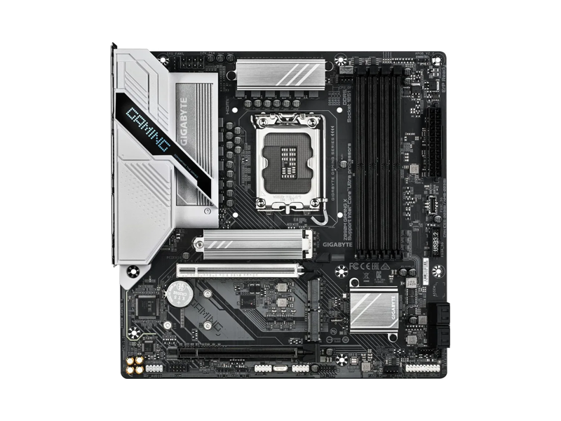 Z890M GAMING X  Материнская плата GIGABYTE Z890M GAMING X/ microATX/ Intel Ultra/ Z890 LGA1851/ 4xDIMM DDR5 6400 MHz/ 4xSATA 6G/ 2xM.2 PCI-E Gen4 x2/ x4/ M.2 PCI-E Gen5 x2/ x4/ PCI-E Gen4 x4/ x16/ PCI-E Gen5 x16/ 6xUSB 2.0/ 5xUSB 3.2 Gen1/ USB 3.2 Gen2 Type-C/ HDMI/ 2xDP