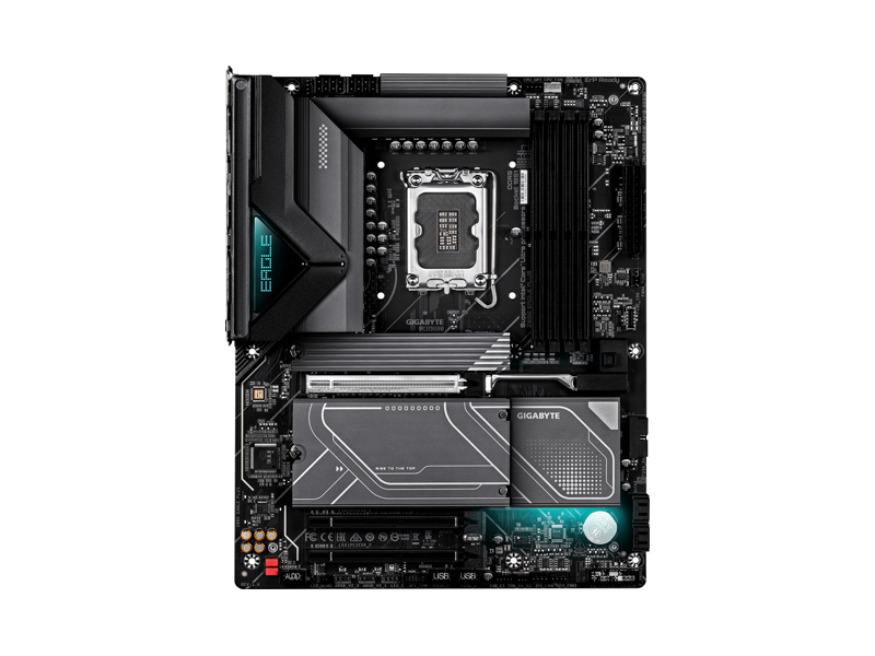 Z890 EAGLE PLUS  Материнская плата Gigabyte Z890 EAGLE PLUS Z890/ GA1851/ 4xSATA 6G/ 4xM.225110/ 22110/ 2580/ 2280/ 2xPCI-E Gen4 x4/ PCI-E Gen5 x16/ Thunderbolt/ 15xUSB/ USB-C/ HDMI/ DP/ RJ45