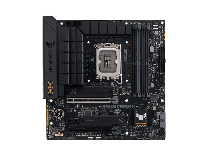 90MB1DI0-M1EAY0  Материнская плата Asus TUF GAMING B760M-PLUS D4/ LGA1700/ ntel Celeron/ Pentium Gold/ Cor i3/ Core i5/ Corei7/ Core i9/ micro ATX4xDDR4 5333MHz/ 128GB/ 2xM.2 2242/ 2260/ 2280/ 4x SATA6G/ 4xHDD/ RAID/ 3xPCI-E/ 8xUSB/ HDMI/ DP/ RJ45