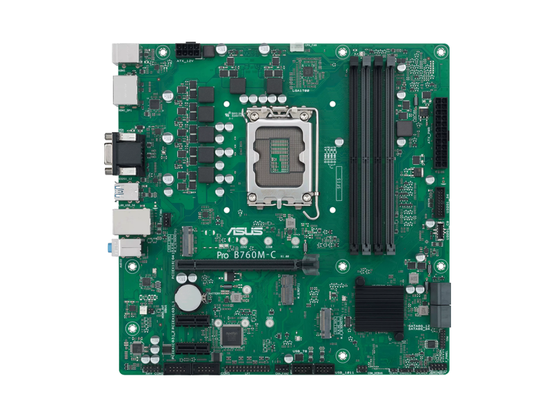 90MB1DX0-M1EAYC  Материнская плата ASUS PRO B760M-C-CSM/ microATX/ Intel Core 12/ 13/ 14/ th Gen/ Celeron/ Pentium Gold/ 4xDIMM DDR5 4800 MHz/ B760 LGA1700/ 4xSATA 6G/ 2xM.2 2242/ 2260/ 2280/ 7xUSB/ 2xUSB-C/ HDMI/ DP/ RJ45