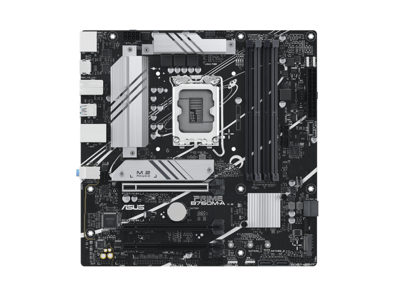 90MB1EK0-M1EAYC  Материнская плата ASUS PRIME B760M-A-CSM/ microATX/ Intel Celeron/ Pntium Gold/ Core 12/ 13/ 14th Gen/ 4xDIMM DDR5 5600 MHz/ B760 LGA1700/ 4xSATA 6G/ 2xM.2 2242/ 2260/ 2280/ PCI-E Gen4 x4/ x16/ 2xPCI-E Gen4 x16/ 11xUSB/ USB-C/ HDMI/ DP/ RJ45