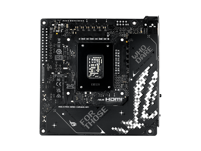 90MB1IC0-M0EAY1  Материнская плата Asus ROG STRIX Z890-I GAMING WIFI / LGA1851/ Intel Core Ultra 2Gen/ mini ATX/ 2xDIMM DDR5 6400MHz/ 2 × M.2 2230/ 2242/ 2260/ 2280/ 2xSATA6G/ PCI-E/ RAID/ Wi-Fi/ BT/ 2x Thunderbolt/ 5xUSB/ RJ45