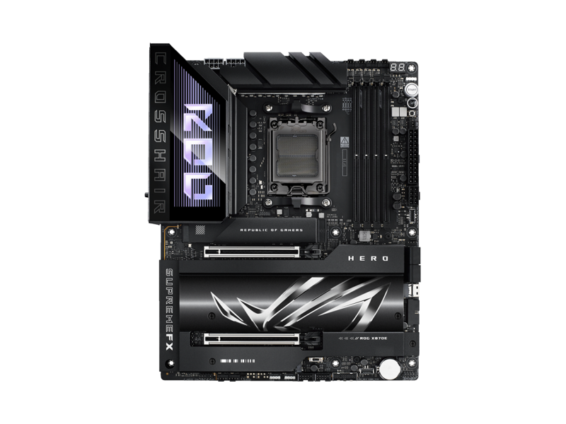 90MB1IE0-M0EAY0  Материнская плата ROG CROSSHAIR X870E HERO/ ATX/ AMD Ryzen 7000/ 8000/ 9000/ X870E AM5/ 4xDIMM DDR5/ 4xSATA 6G/ 5xM.2/ 2xPCI-E x16/ 16xUSB/ Wi-Fi/ RJ45